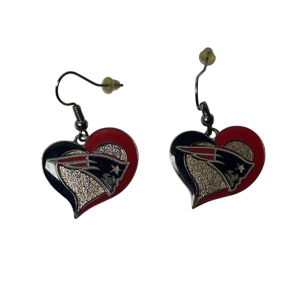 New England Patriots Heart-Shaped Team Logo Earrings